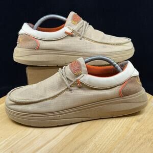 Hey Dude Shoes Mens 9 Wally Comfy Hype Casual Comfort Moc Toe Sneakers Beige